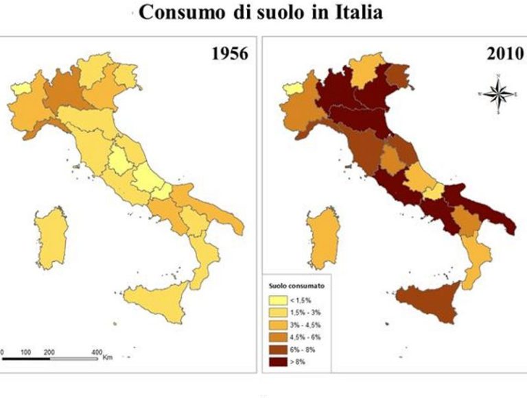 L’Italia consuma 8 mq al secondo di suolo