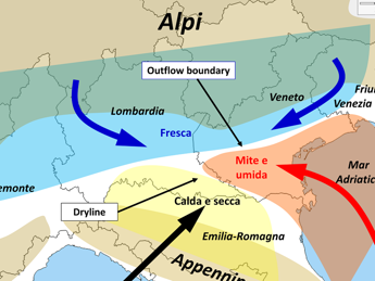 Tornado in Pianura Padana, la dinamica del ‘punto triplo’ come negli Usa